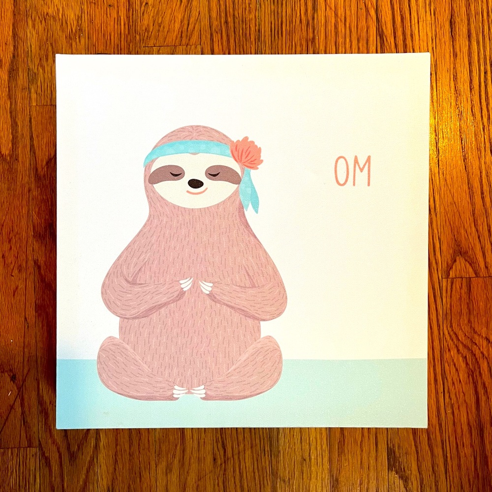 Sloth wall art 12” x 12.  Great condition.